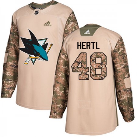 Miehille NHL San Jose Sharks Pelipaita Tomas Hertl 48 Adidas 2017-2018 Camo Veterans Day Practice Authentic